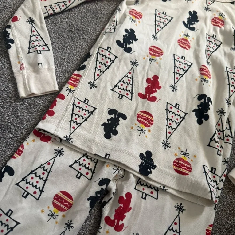 Hanna Andersson Mickey Mouse Holiday Tree Pajama Set Sz 120cm